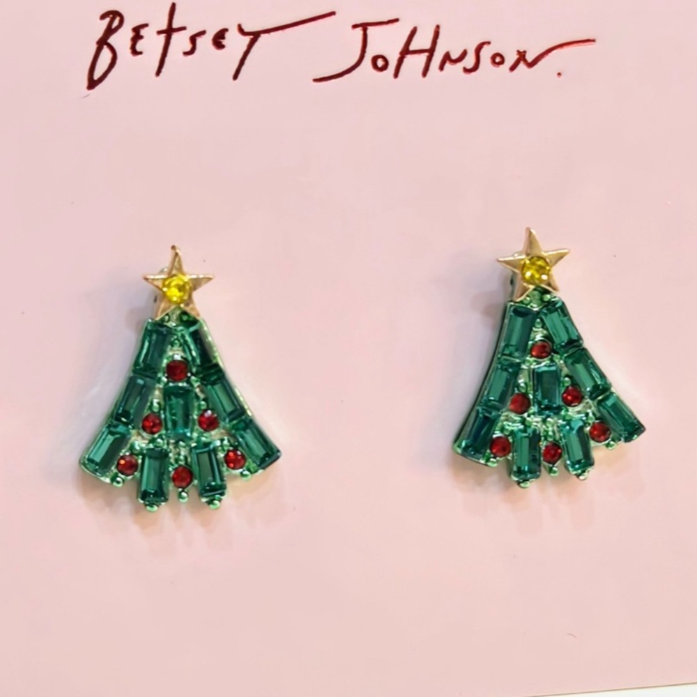 BETSEY JOHNSON Santa Baby Red & Green Crystal Baguettes Christmas Tree NEW NWT - Picture 3 of 4